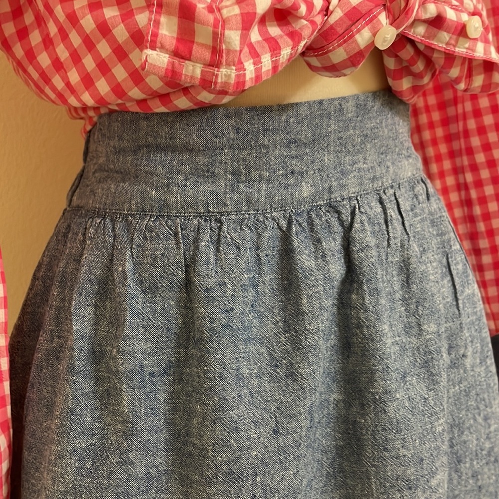 LOFT Blue Chambray Skirt Linen Cotton Blend Petite Small - Picture 5 of 10